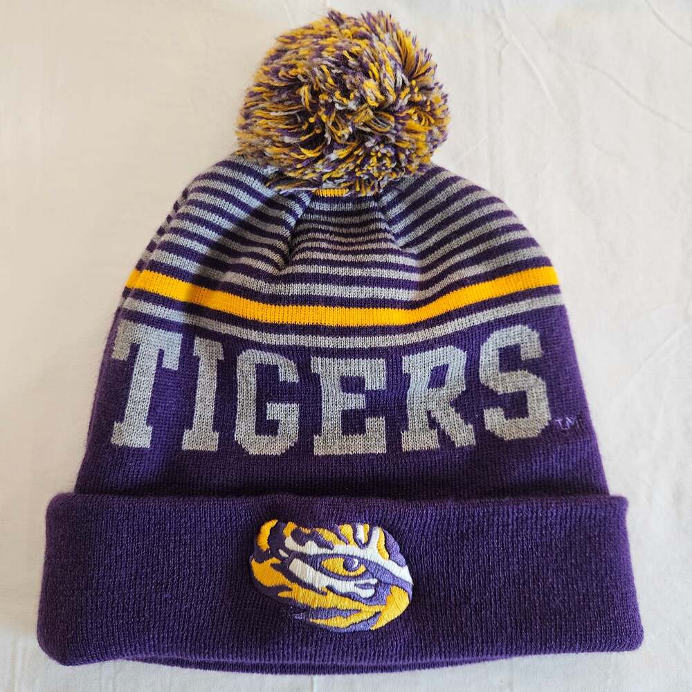 Captivating LSU Tigers NCAA Cuffed Knit Pom Beanie Hat